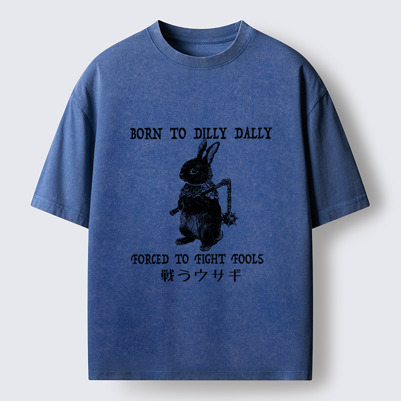 Tokyo-Tiger Fighting Rabbits Washed T-Shirt