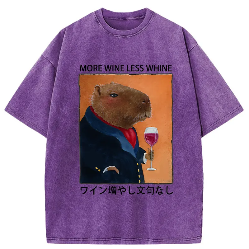 Tokyo-Tiger Capybara More Wine Less Whine Washed T-Shirt