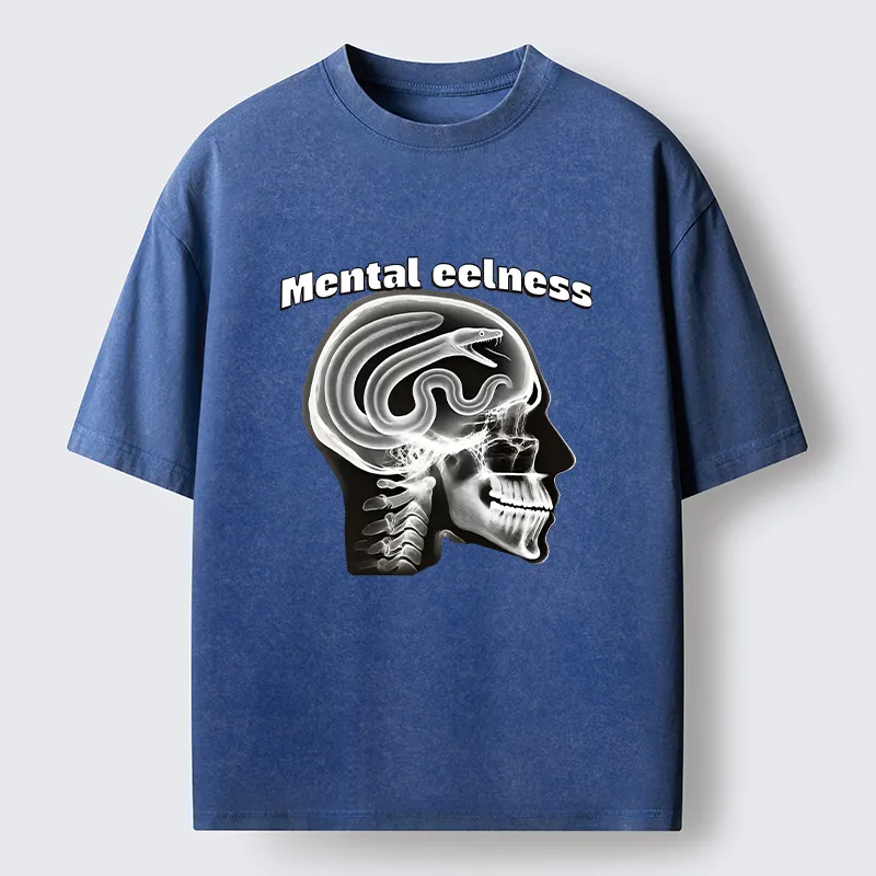 Tokyo-Tiger Mental Eelness Funny Washed T-Shirt