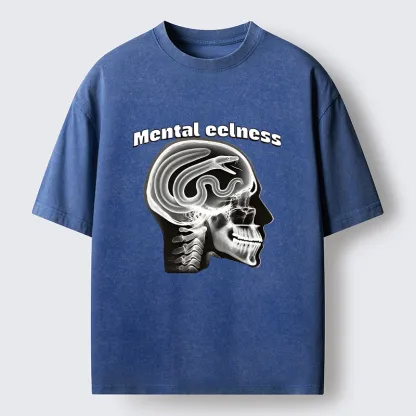 Tokyo-Tiger Mental Eelness Funny Washed T-Shirt