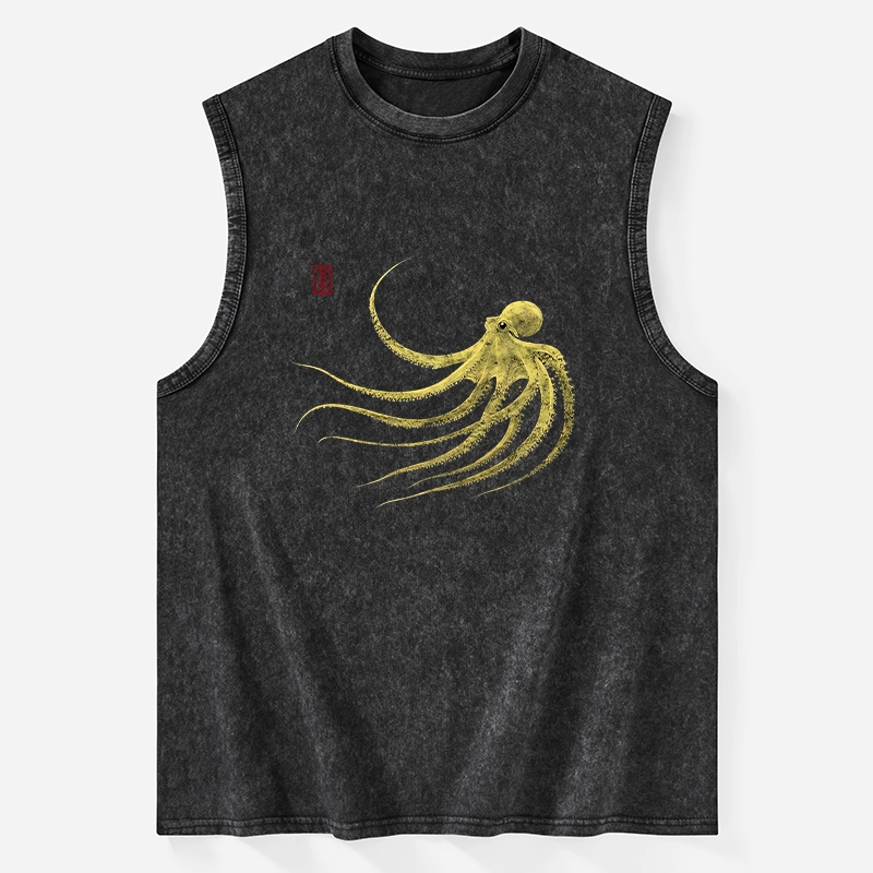 Tokyo-Tiger Retro Octopus Japanese Washed Tank