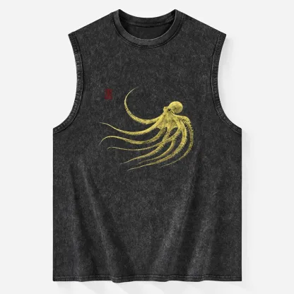 Tokyo-Tiger Retro Octopus Japanese Washed Tank