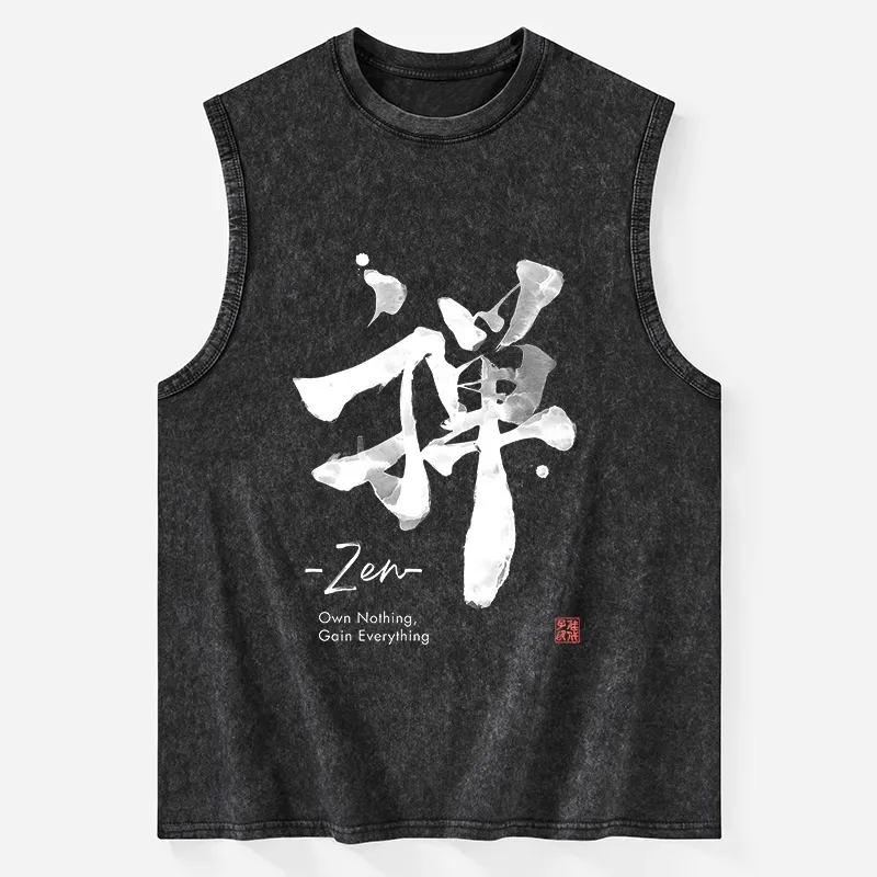 Tokyo-Tiger Zen Texts Washed Tank