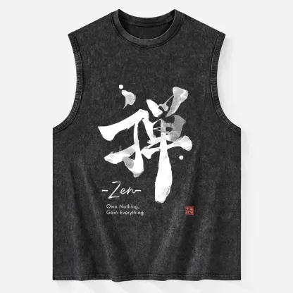 Tokyo-Tiger Zen Texts Washed Tank