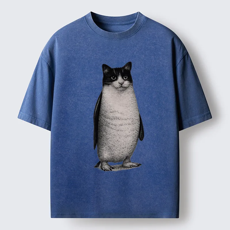 Tokyo-Tiger Penguin Cat Washed T-Shirt