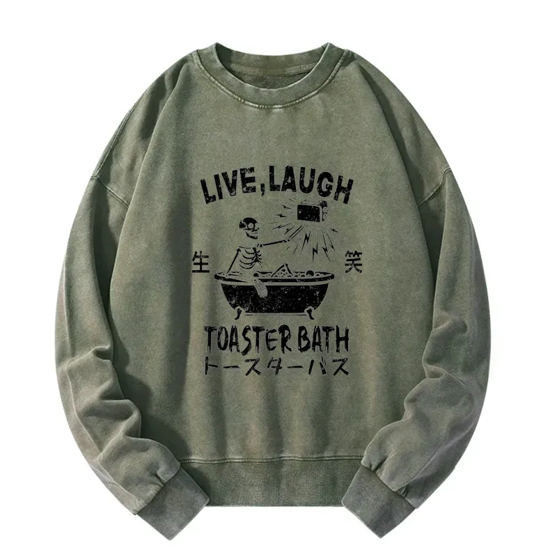 Tokyo-Tiger Funny Electric Shock Skeleton Washed Sweatshirt