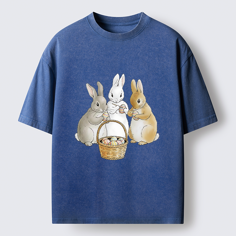 Tokyo-Tiger Rabbit Decorating Eggs Washed T-Shirt