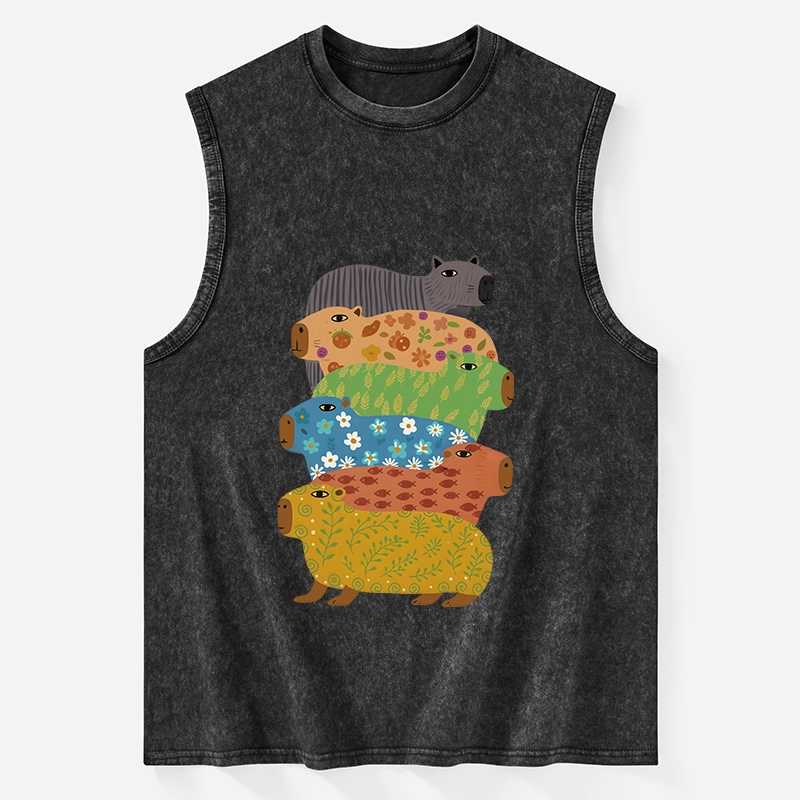 Tokyo-Tiger Colorful Capybaras Washed Tank