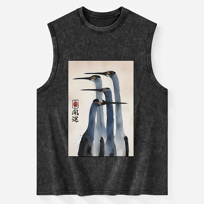 Tokyo-Tiger Retro Sandhill Crane Washed Tank