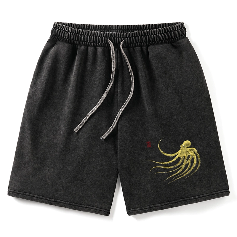 Tokyo-Tiger Retro Octopus Japanese Washed Shorts