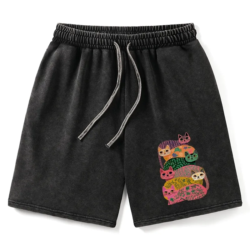 Tokyo-Tiger Colorful Cats Washed Shorts