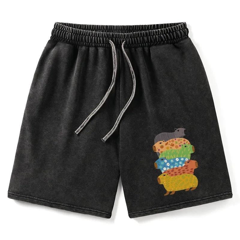 Tokyo-Tiger Colorful Capybaras Washed Shorts