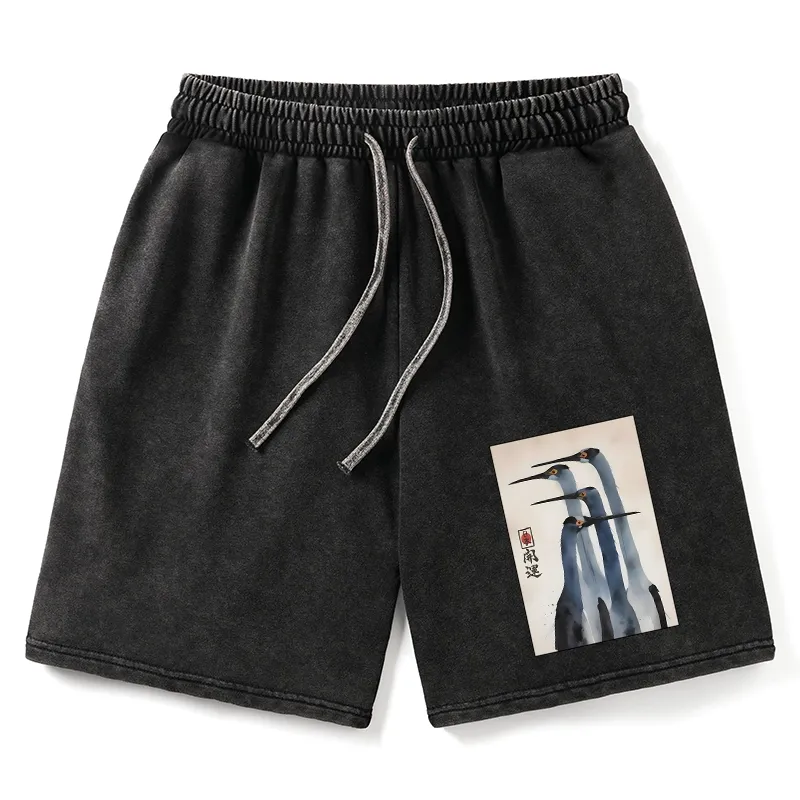 Tokyo-Tiger Retro Sandhill Crane Washed Shorts
