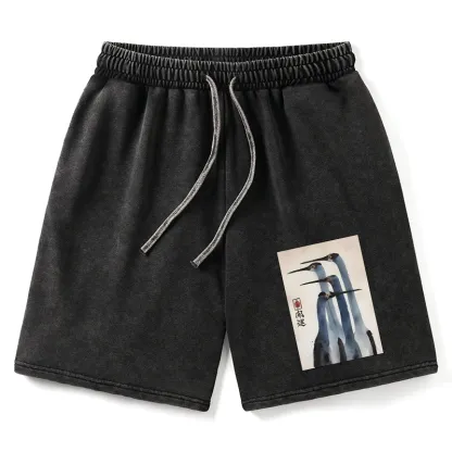 Tokyo-Tiger Retro Sandhill Crane Washed Shorts