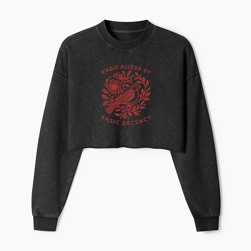 Tokyo-Tiger Pigeon That Was Moved Washed Crop Sweatshirt
