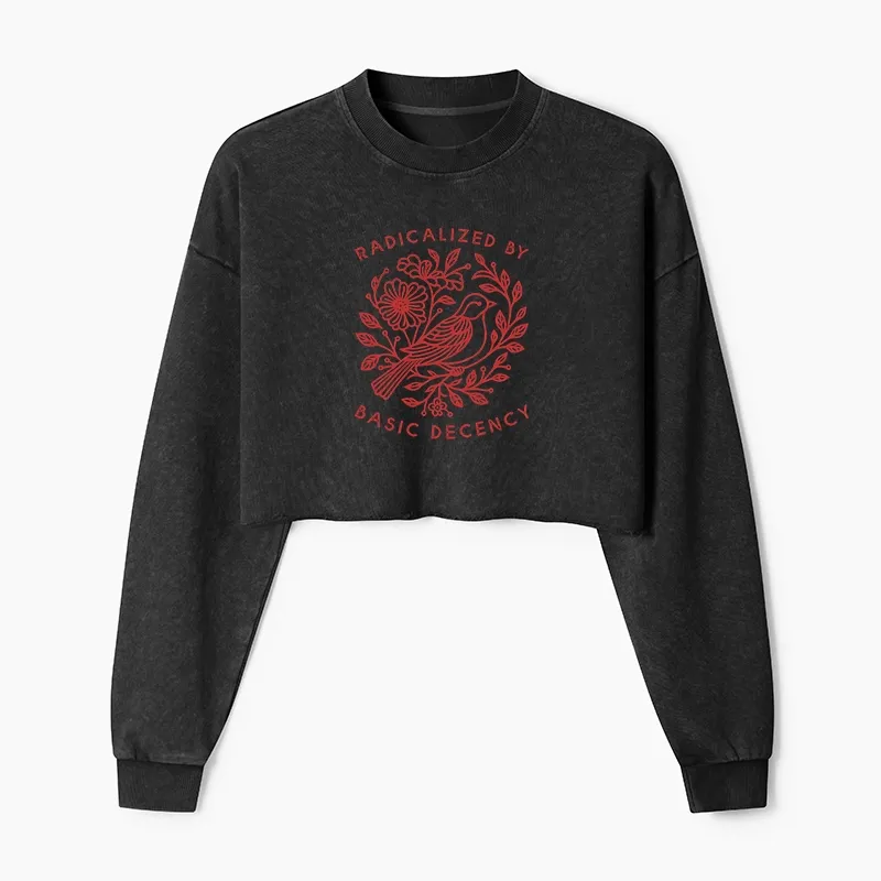 Tokyo-Tiger Pigeon That Was Moved Washed Crop Sweatshirt