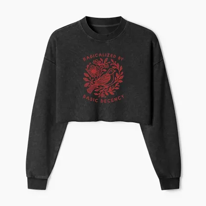 Tokyo-Tiger Pigeon That Was Moved Washed Crop Sweatshirt