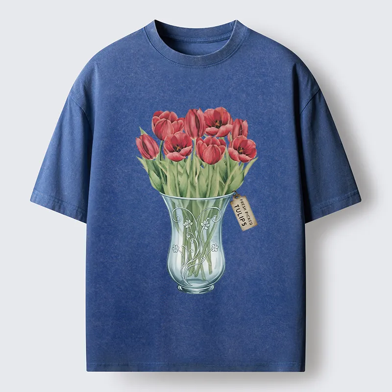 Tokyo-Tiger A Bunch Of Tulips Washed T-Shirt