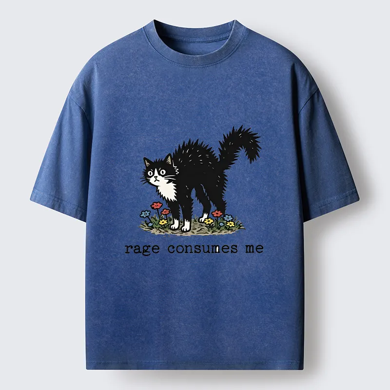 Tokyo-Tiger Angry Tuxedo Cat Washed T-Shirt