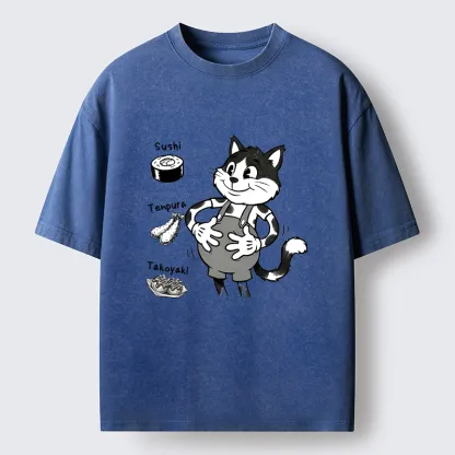 Tokyo-Tiger Cute Cat That's Full Washed T-Shirt