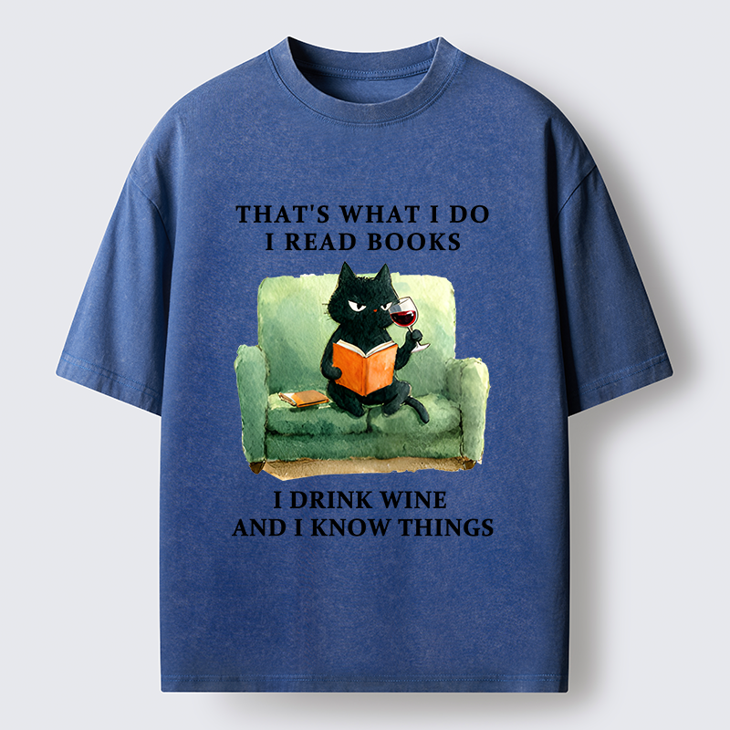 Tokyo-Tiger Cat That Reads And Drinks Washed T-Shirt