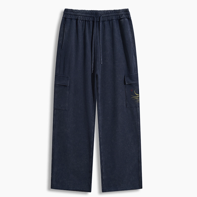 Tokyo-Tiger Retro Octopus Japanese Washed Utility Sweatpants