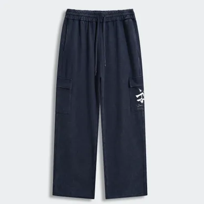 Tokyo-Tiger Zen Texts Washed Utility Sweatpants