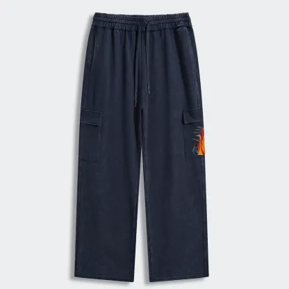 Tokyo-Tiger Various Types Of Cranes Washed Utility Sweatpants