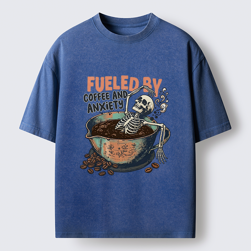 Tokyo-Tiger Skeleton Taking A Bath In Coffee Washed T-Shirt