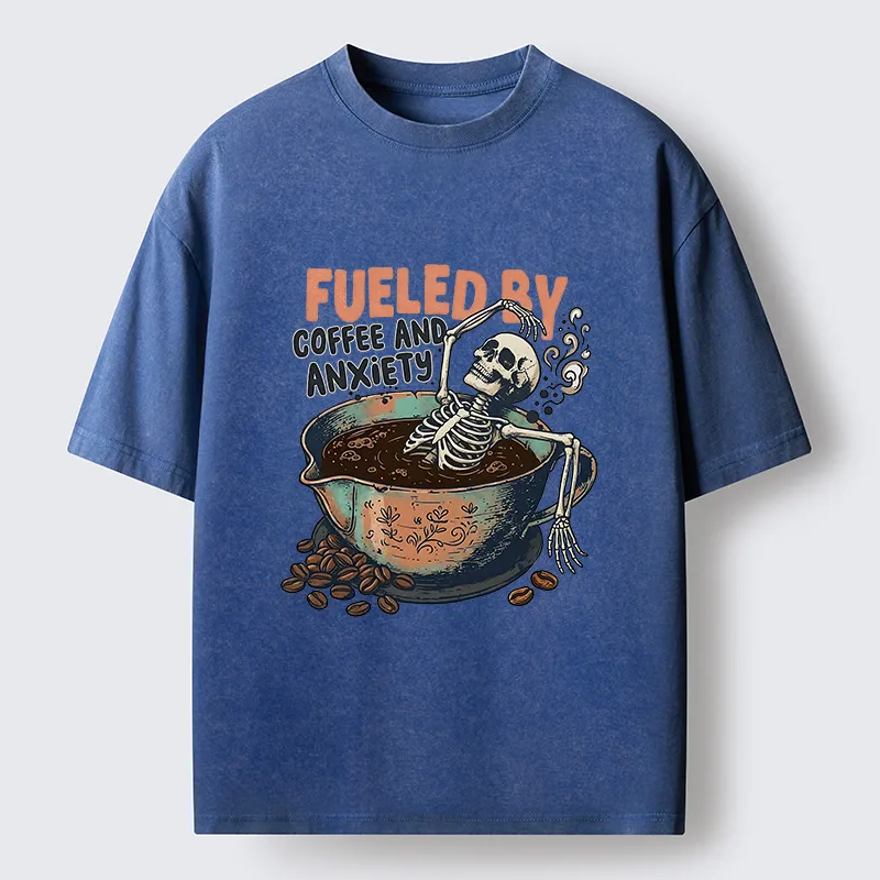 Tokyo-Tiger Skeleton Taking A Bath In Coffee Washed T-Shirt