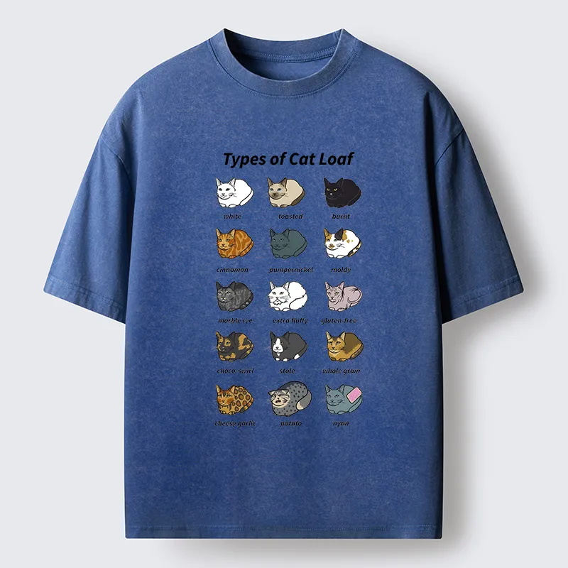 Tokyo-Tiger Various Cat-shaped Breads Washed T-Shirt