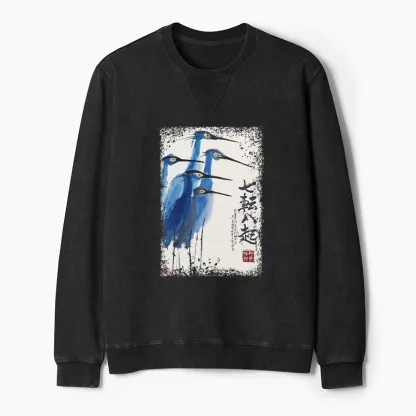 Tokyo-Tiger Wings That Never Yield Washed Terry Sweatshirt