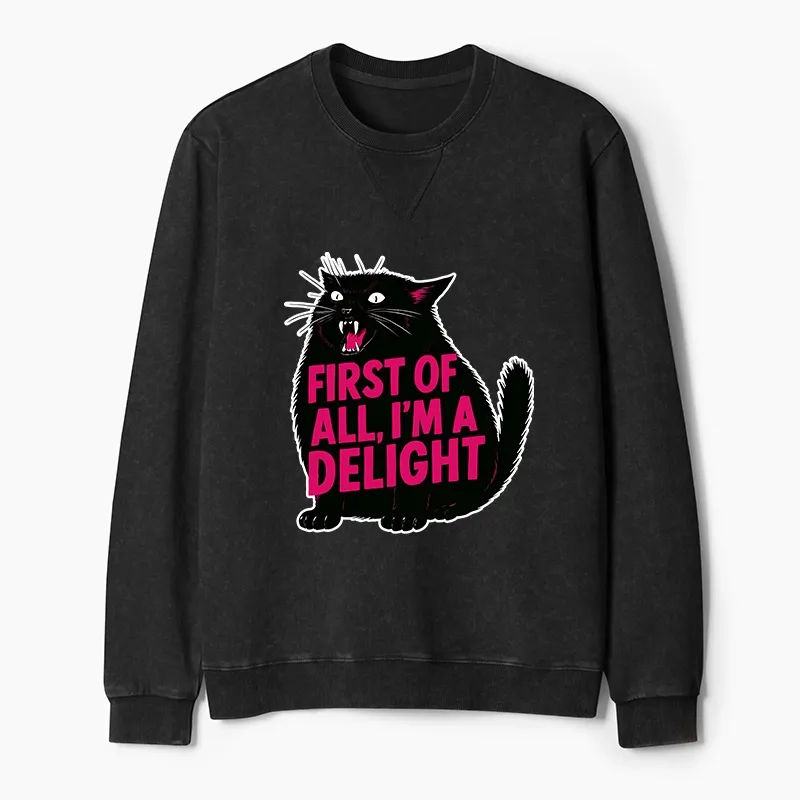 Tokyo-Tiger Roaring Black Cat Washed Terry Sweatshirt