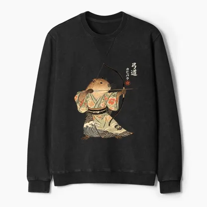 Tokyo-Tiger Capybara Archery Washed Terry Sweatshirt