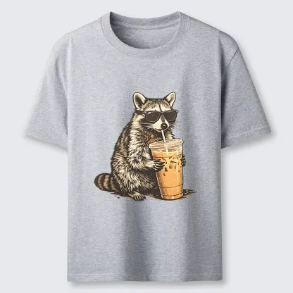 Tokyo-Tiger Raccoon Drinking Coffee Funny Classic T-Shirt