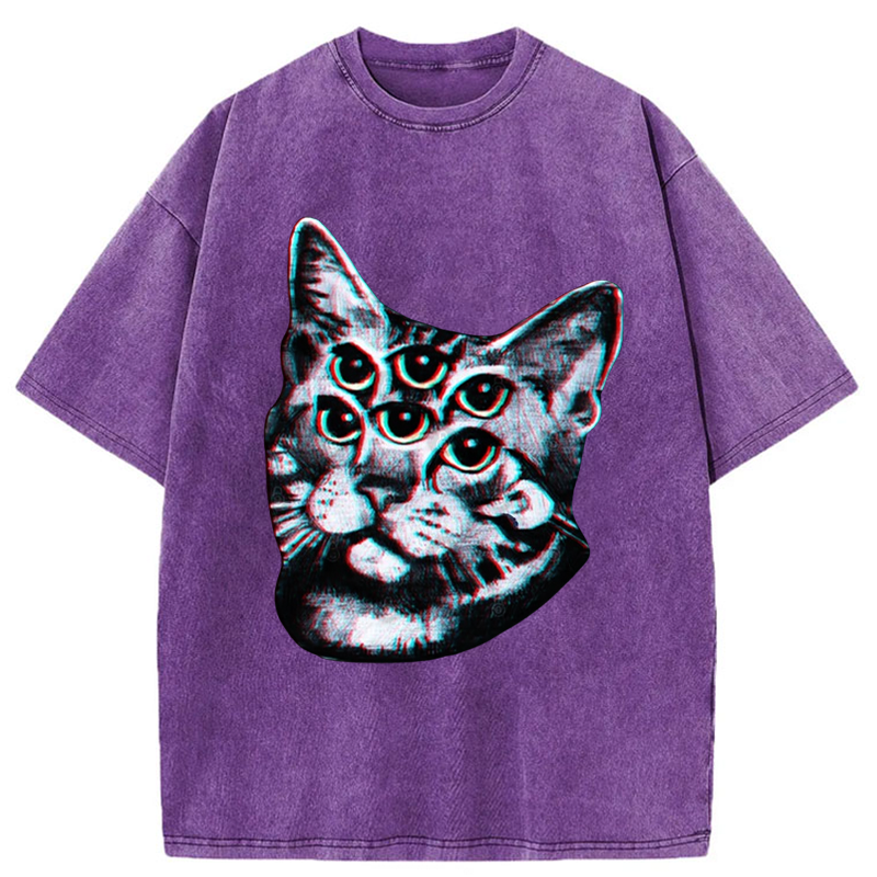 Tokyo-Tiger Six-eyed Cat Washed T-Shirt