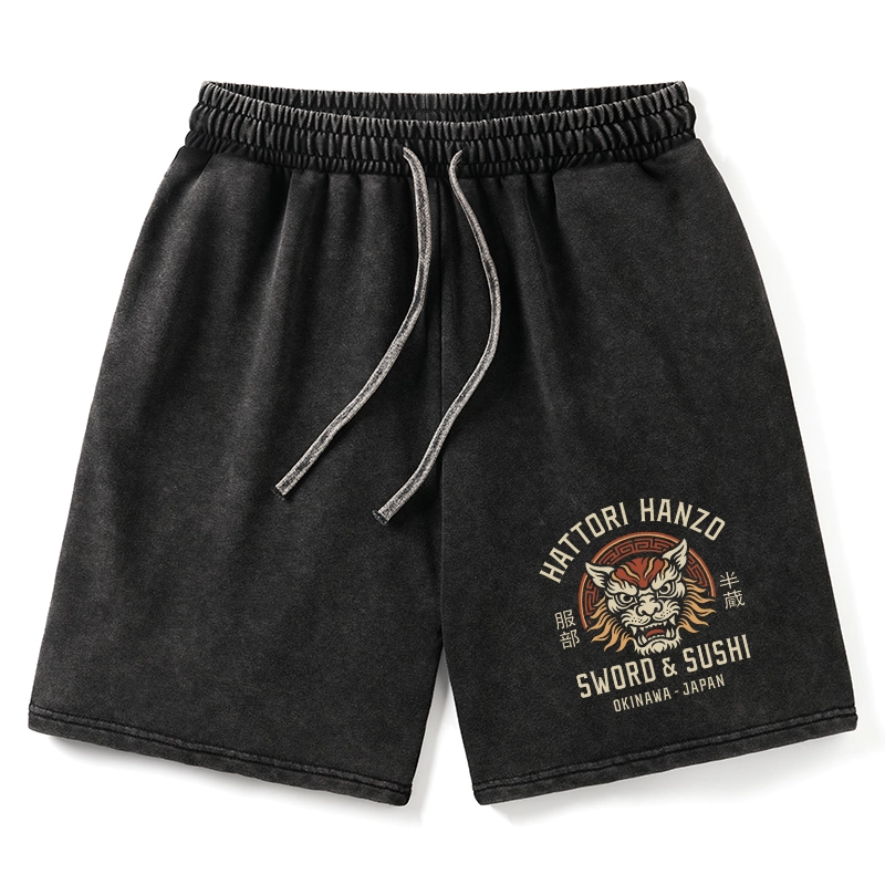 Tokyo-Tiger Hattori Lion Japanese Samurai Washed Shorts