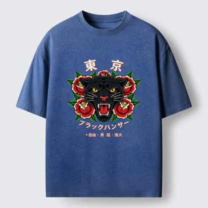 Tokyo-Tiger Tokyo Black Panther Washed T-Shirt