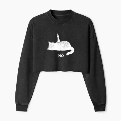 Tokyo-Tiger Cat Refused Washed Crop Sweatshirt