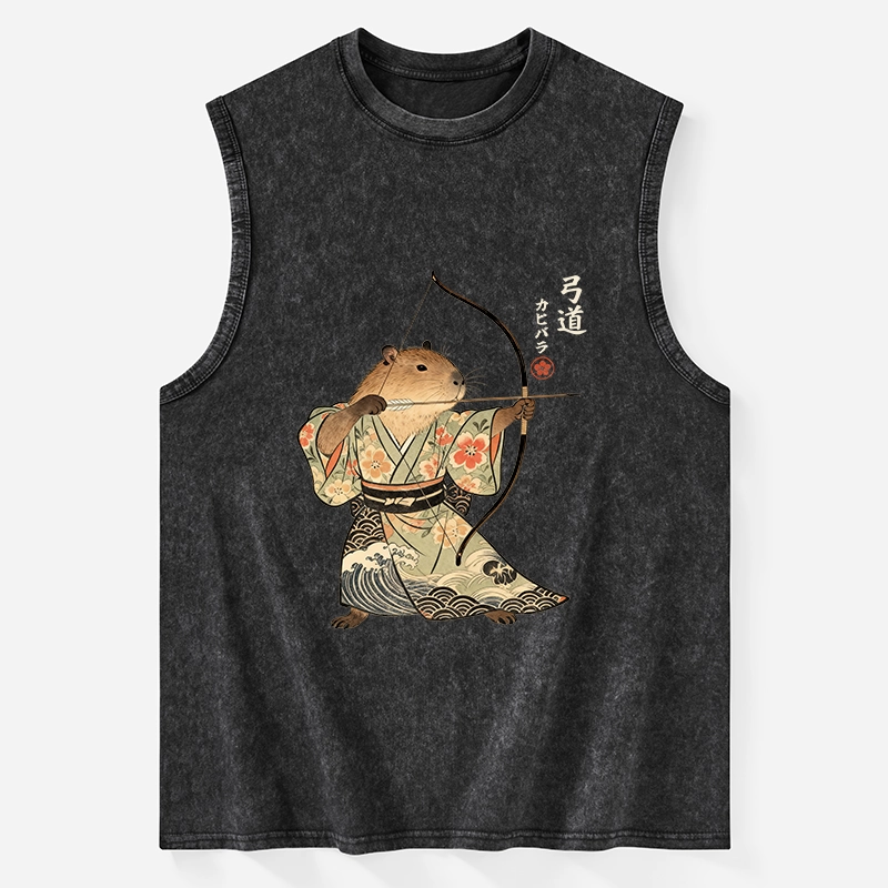 Tokyo-Tiger Capybara Archery Washed Tank