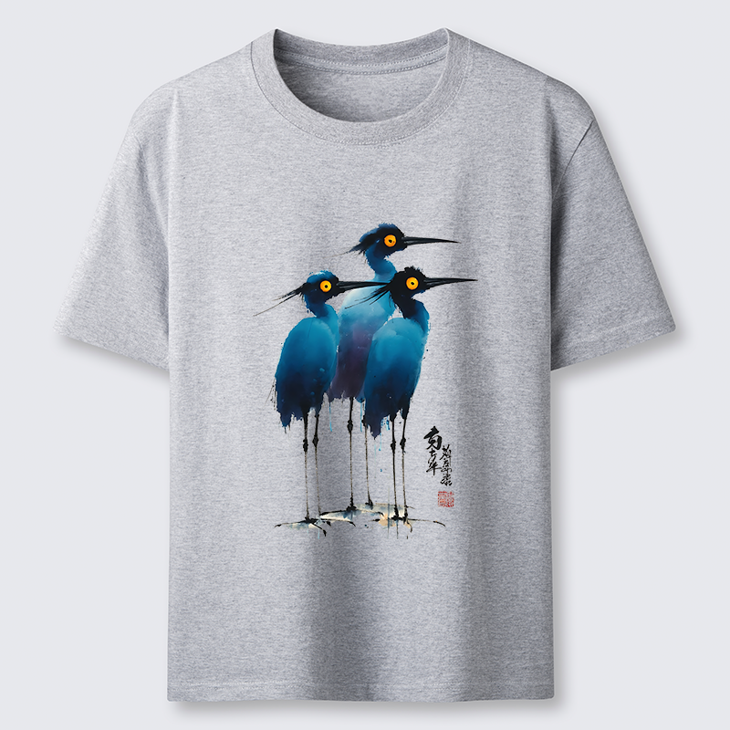 Tokyo-Tiger Great Blue Heron Ink Painting Classic T-Shirt