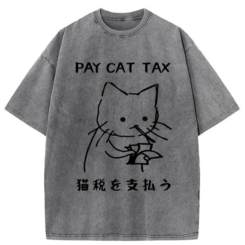 Tokyo-Tiger Pay Cat Tax Washed T-Shirt