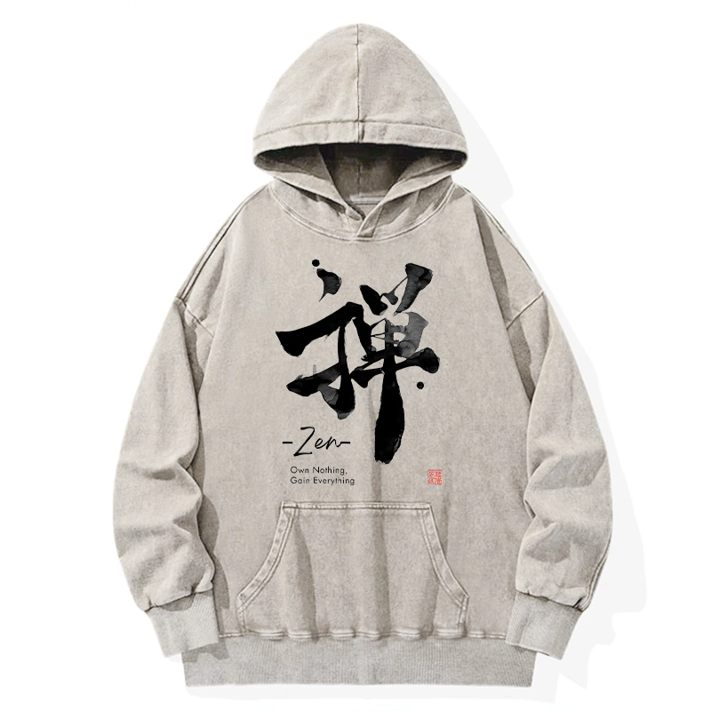 Tokyo-Tiger Zen Texts Washed Hoodie
