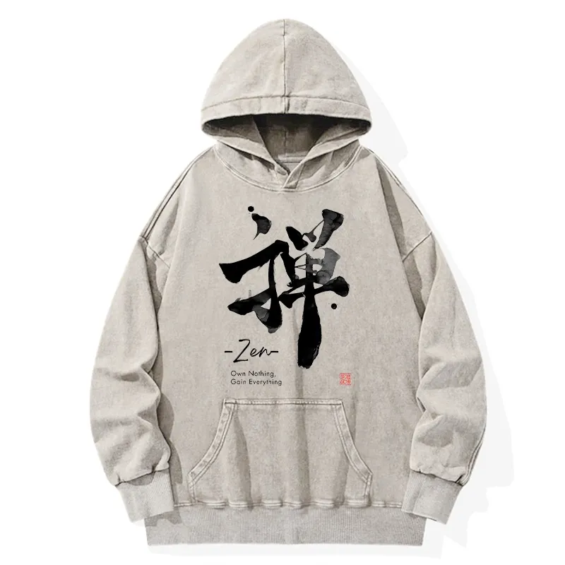Tokyo-Tiger Zen Texts Washed Hoodie
