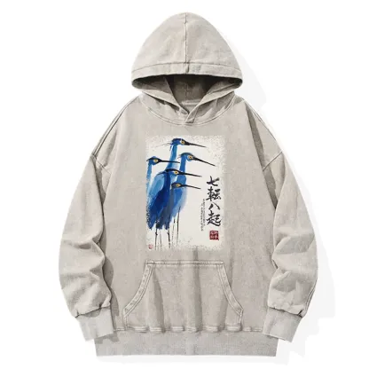 Tokyo-Tiger Wings That Never Yield Washed Hoodie