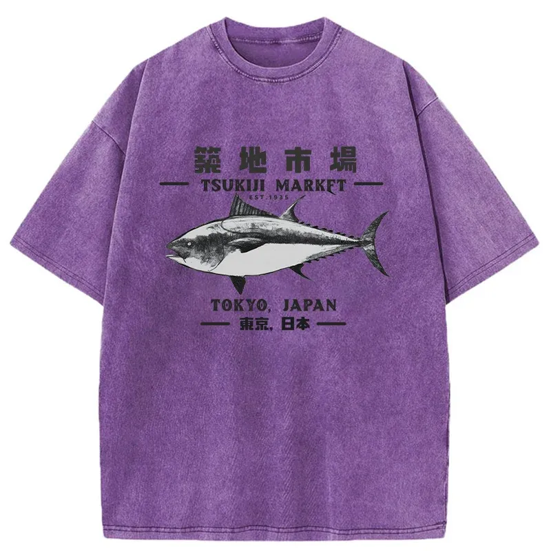Tokyo-Tiger Japanese Tsukiji Market Washed T-Shirt