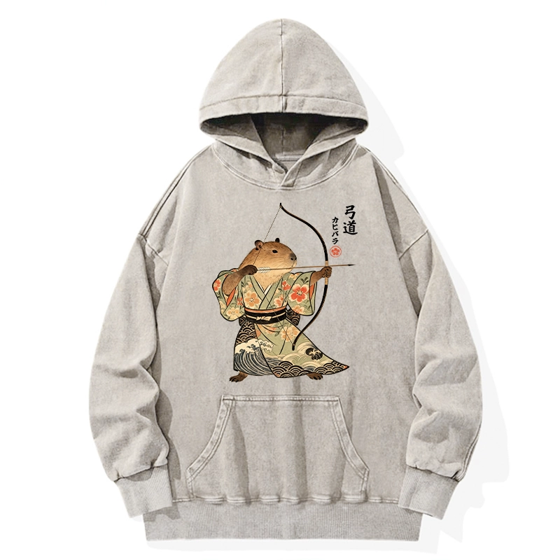 Tokyo-Tiger Capybara Archery Washed Hoodie