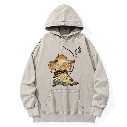 Tokyo-Tiger Capybara Archery Washed Hoodie