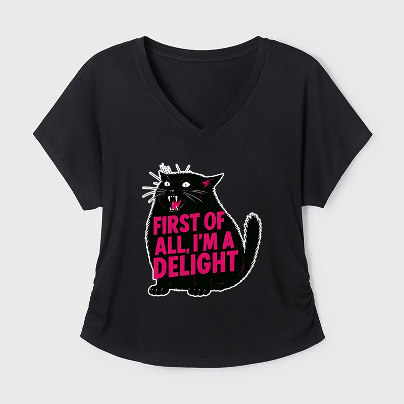 Tokyo-Tiger Roaring Black Cat Modal Dolman Sleeve T-Shirt