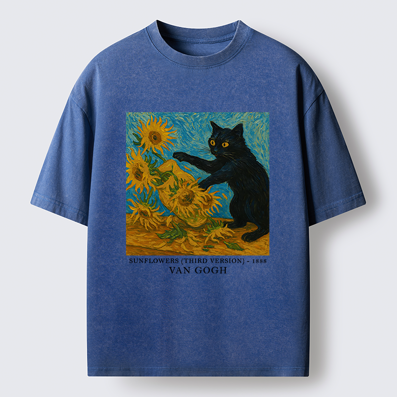 Tokyo-Tiger Van Gogh's Black Cat Washed T-Shirt